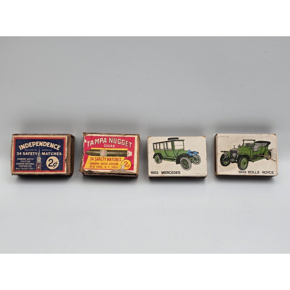 Diamond Match Fosforos Del Pirineo Matchbox Set‎ 4pc Vintage Multicolor Good Car